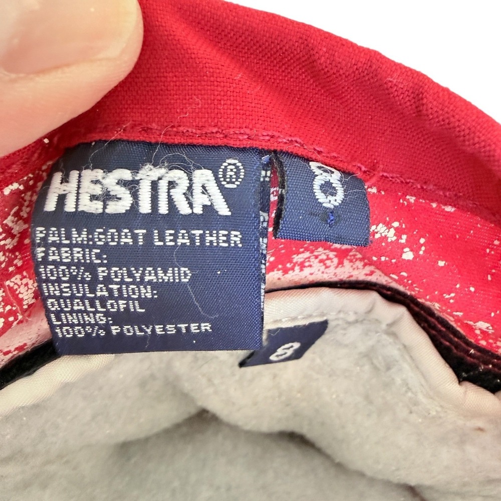 Hestra Army Leather Heli Ski Gloves Unisex Size 8 Red White Winter Snow Gorpcore - Picture 6 of 16